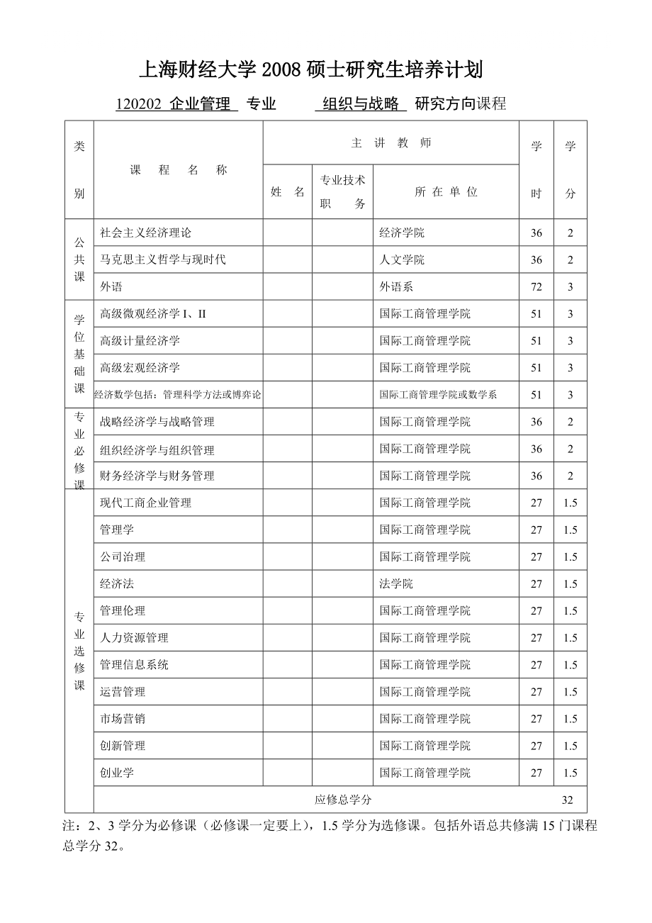 上海财经大学硕士研究生培养计划_第1页