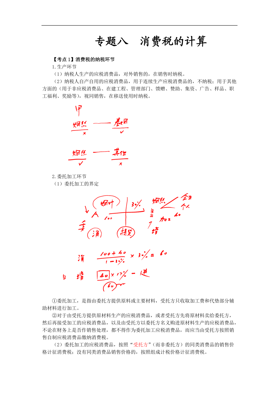 中级会计师 经济法 章节考点讲解专题八消费税的计算_第1页