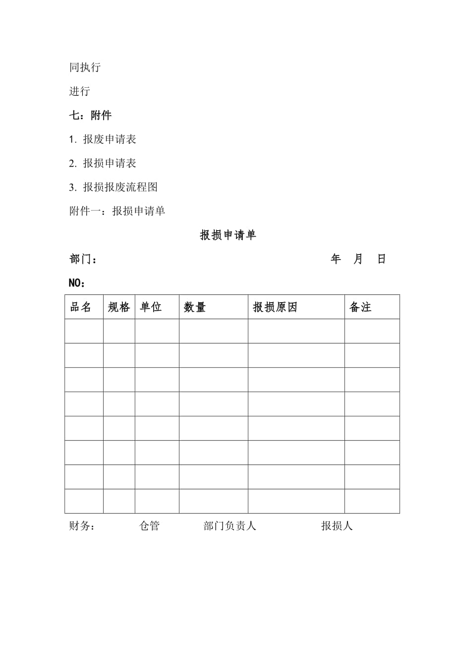 倉庫商品報損與報廢流程報損申請單報廢申請表模板