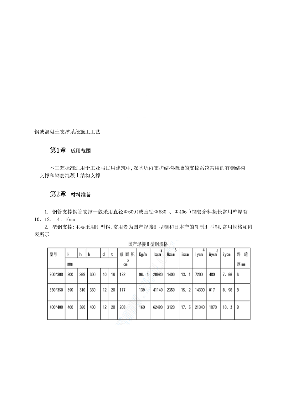 钢或混凝土支撑系统施工工艺_第1页