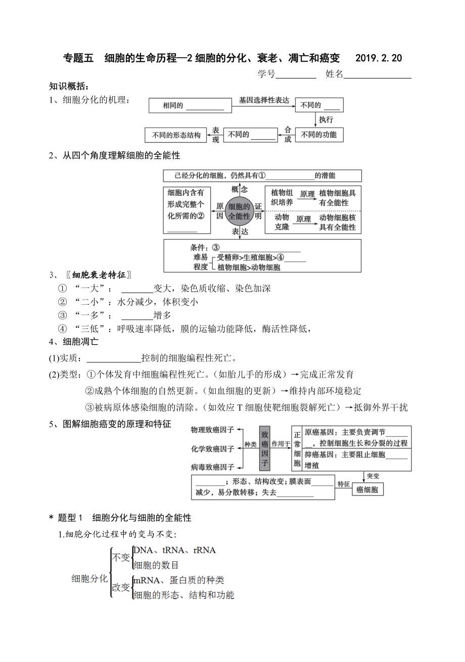 高三二輪復(fù)習(xí) 專題五 細(xì)胞的生命歷程2_第1頁