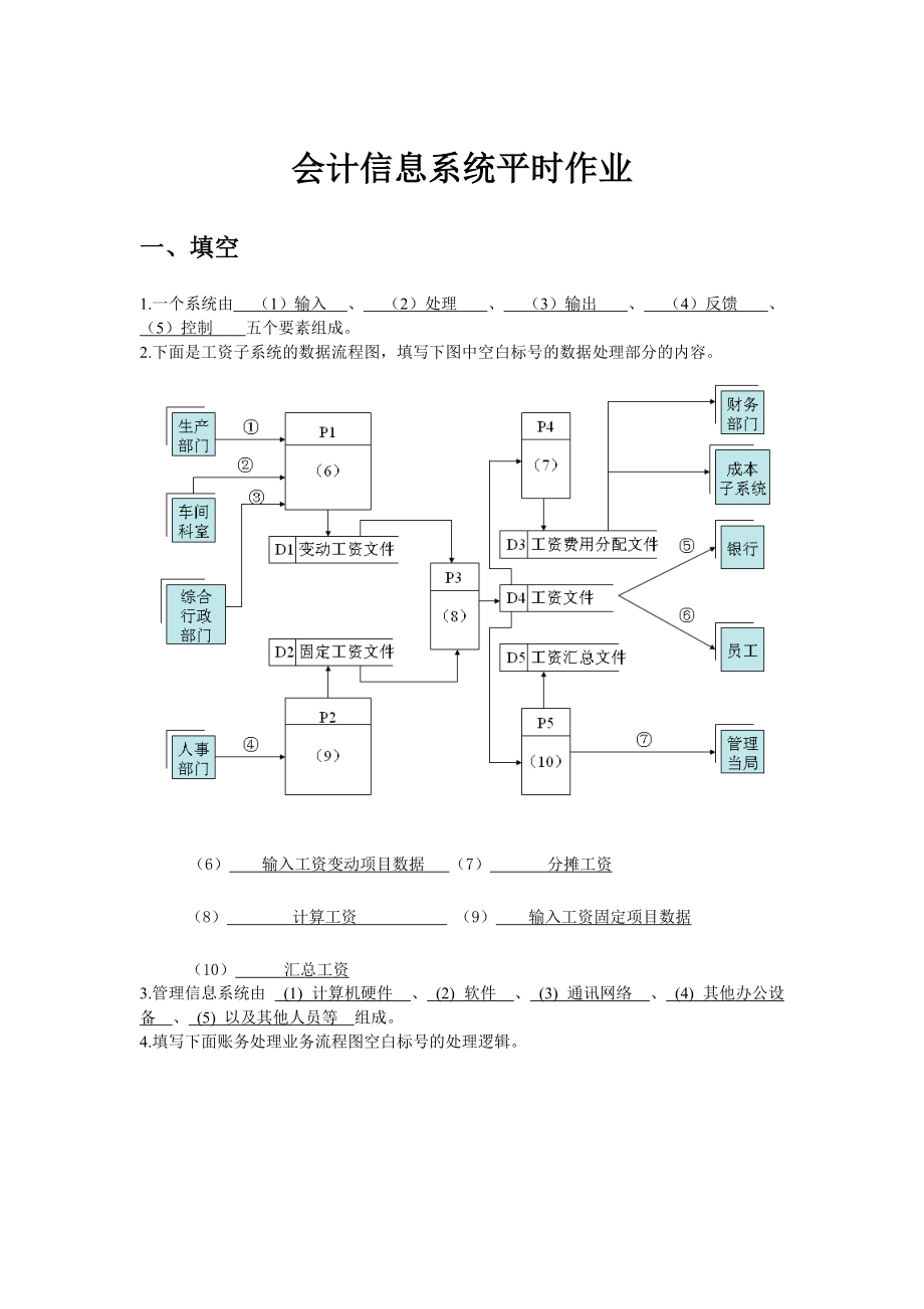 2016華工會(huì)計(jì)信息系統(tǒng)平時(shí)作業(yè)_第1頁(yè)