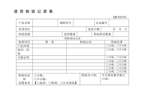 進(jìn)貨檢驗記錄表