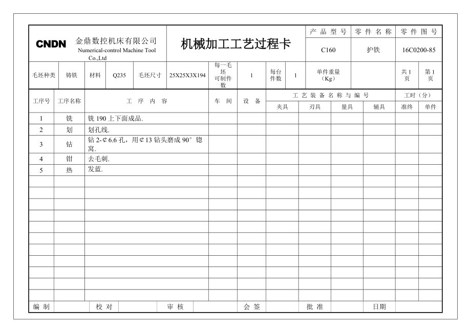 機(jī)械加工工藝過程卡工藝過程卡_第1頁(yè)