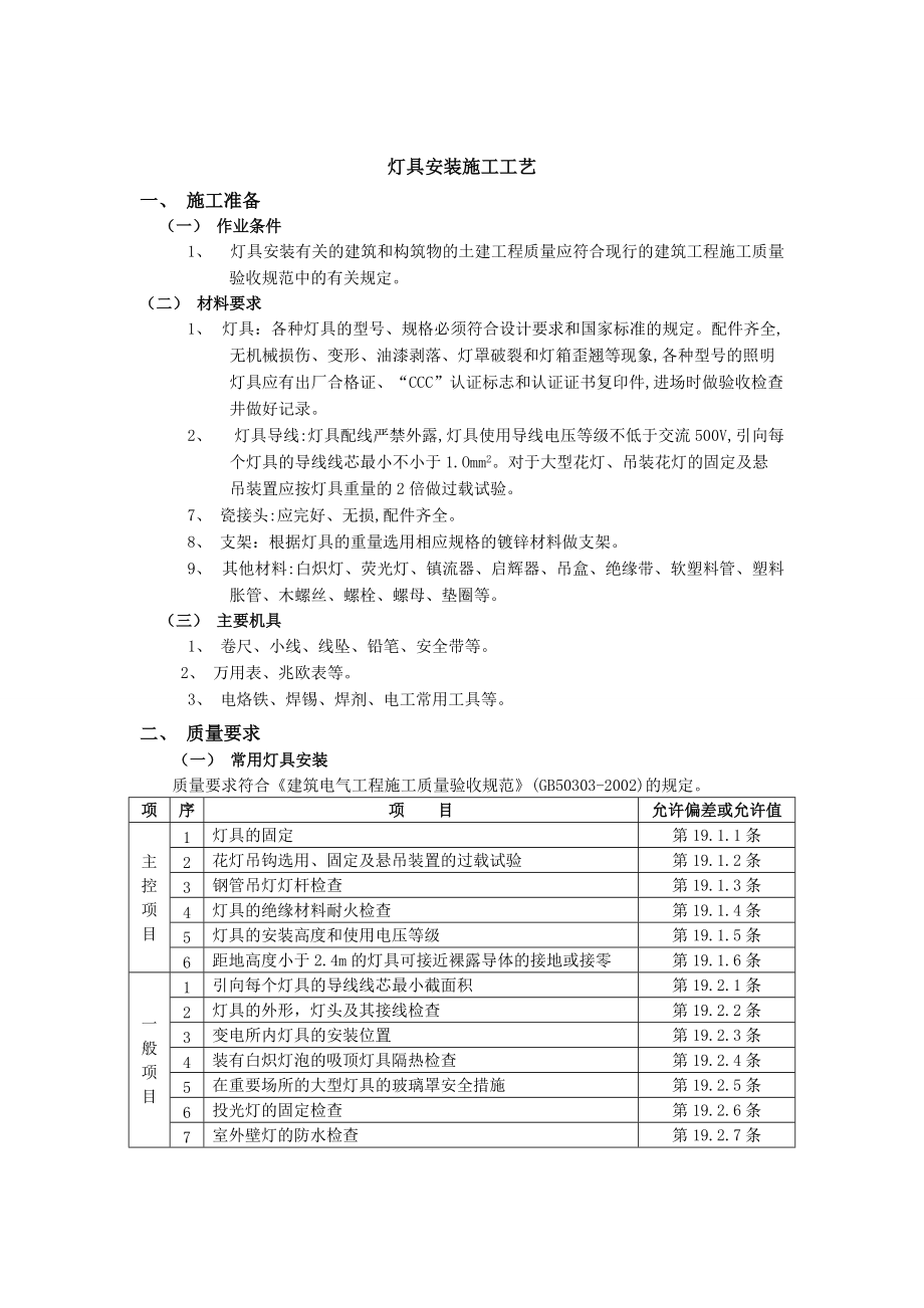 灯具安装施工工艺_第1页