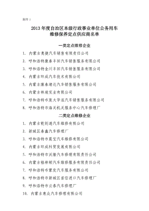 附件1 附件2 汽車(chē)維修供貨商聯(lián)系表(企業(yè))doc內(nèi)蒙古財(cái)經(jīng)大學(xué)