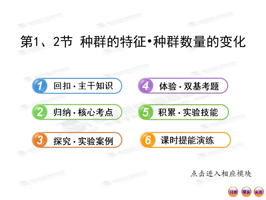 【江蘇專用】2013版高中生物全程復習方略（人教版）配套課件：3.4.1、2種群的特征·種群數(shù)量的變化_第1頁