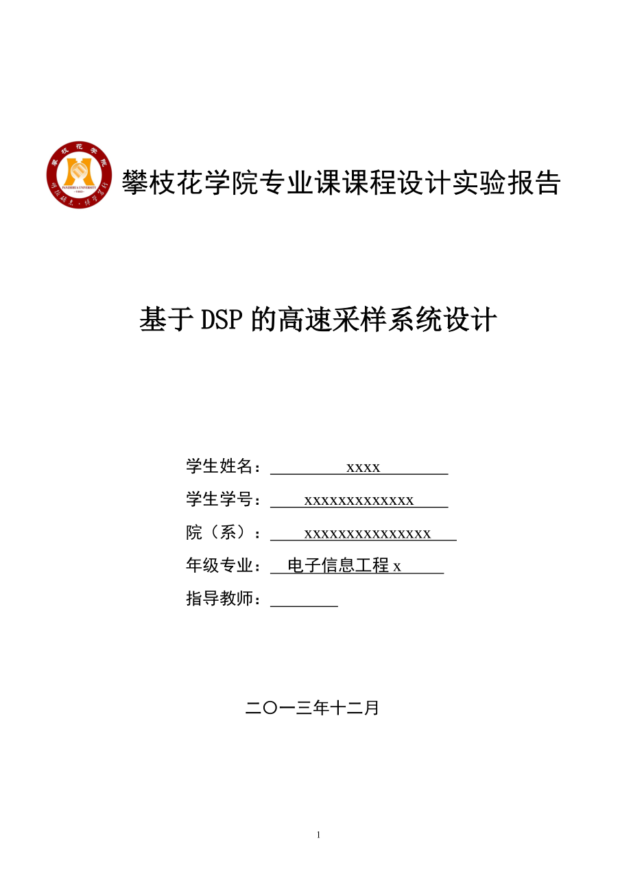 基于DSP的高速采样系统设计毕业设计_第1页