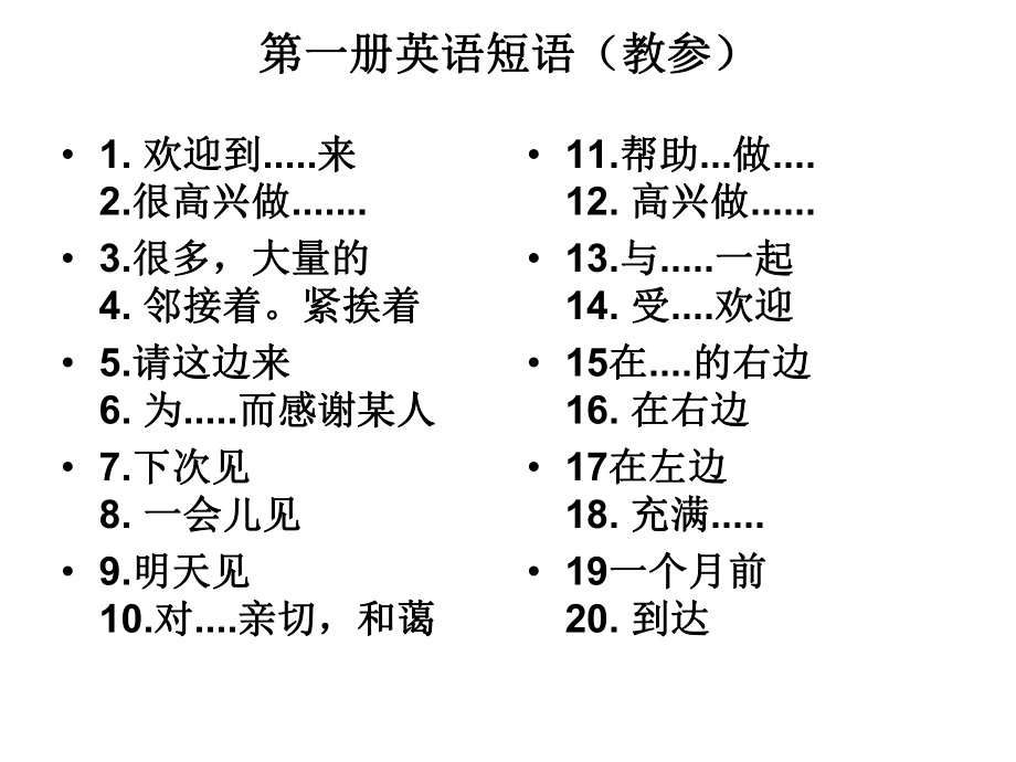 中職英語 基礎(chǔ)模塊 詞組_第1頁