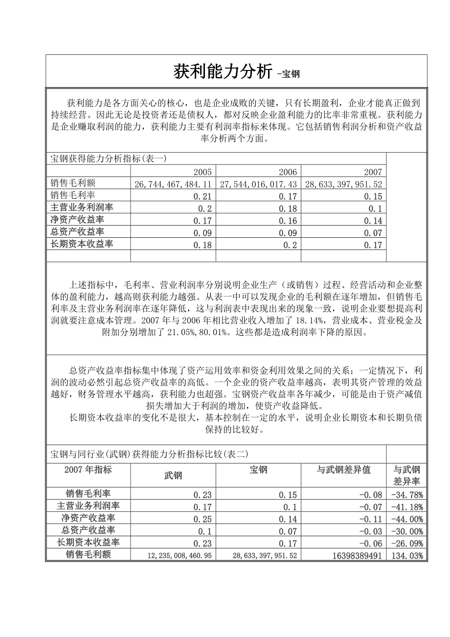 獲利能力分析 寶鋼_第1頁