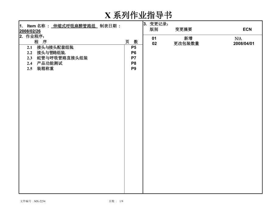 产品生产作业指导书（SOP)_第1页