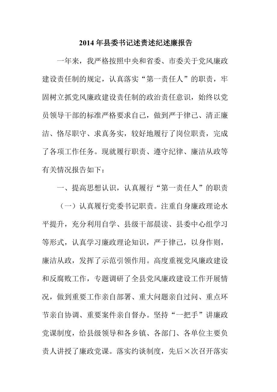 縣委書記述責述紀述廉報告_第1頁