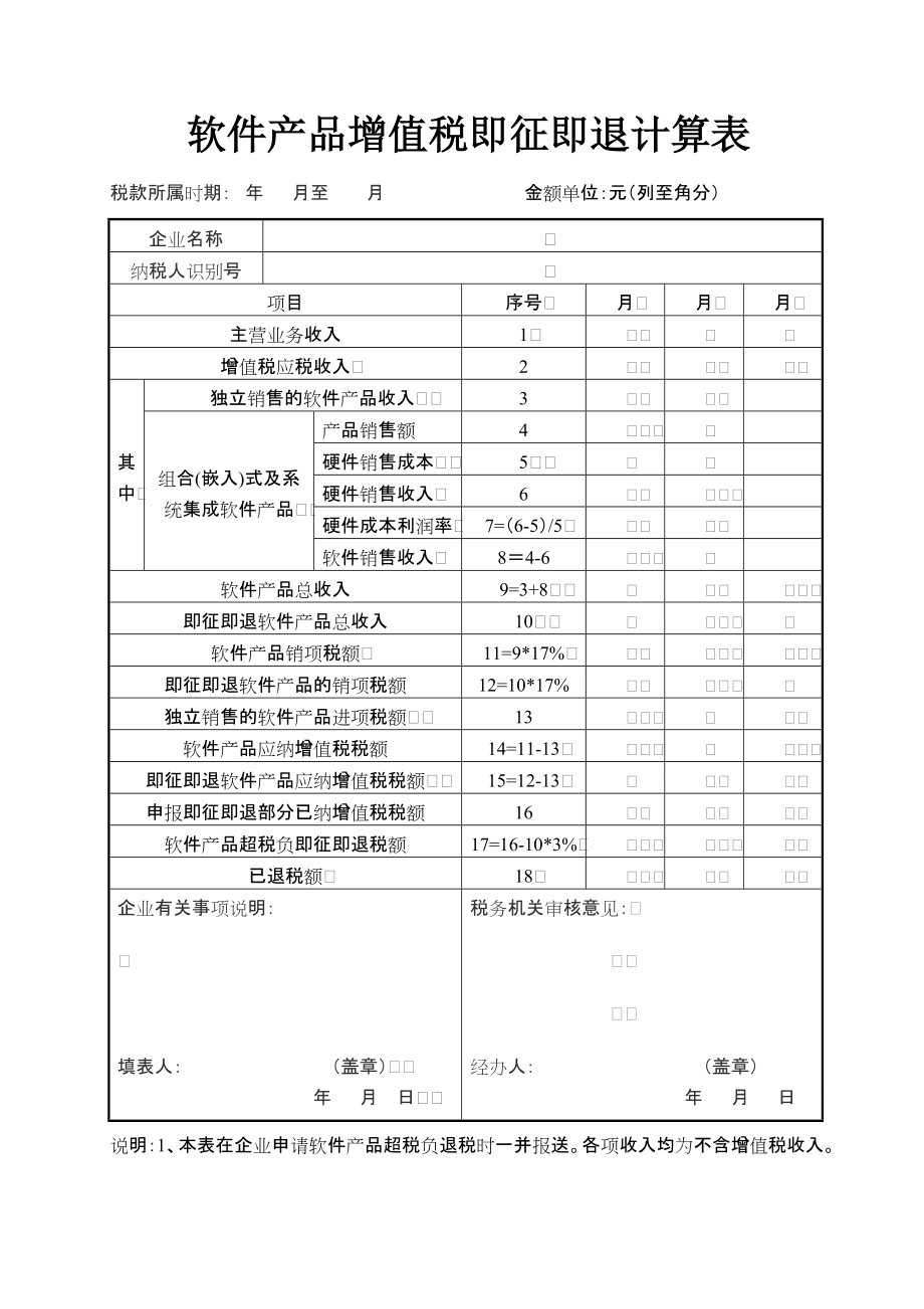 軟件產品增值稅即征即退計算表_第1頁