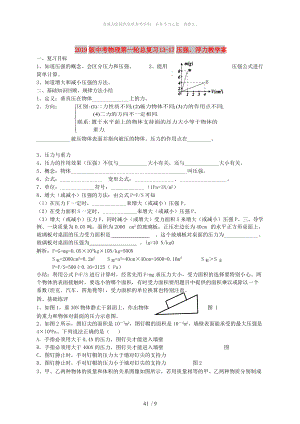 2019版中考物理第一輪總復(fù)習(xí) 13-17壓強(qiáng)、浮力教學(xué)案