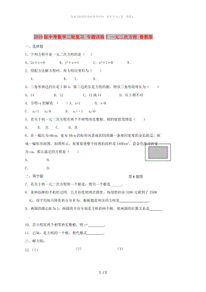 2019版中考數(shù)學二輪復習 專題訓練7 一元二次方程 魯教版