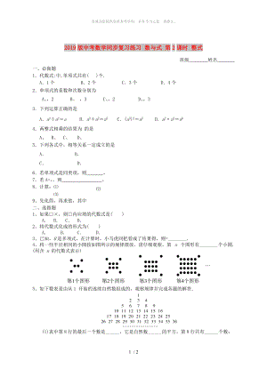 2019版中考數(shù)學同步復(fù)習練習 數(shù)與式 第2課時 整式