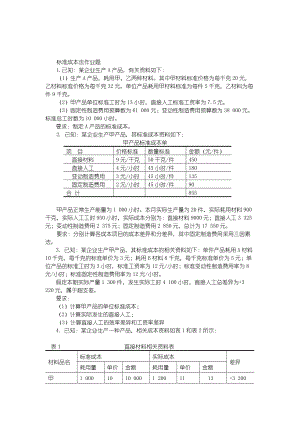 標(biāo)準(zhǔn)成本法作業(yè)題1224[企業(yè)成本管理]