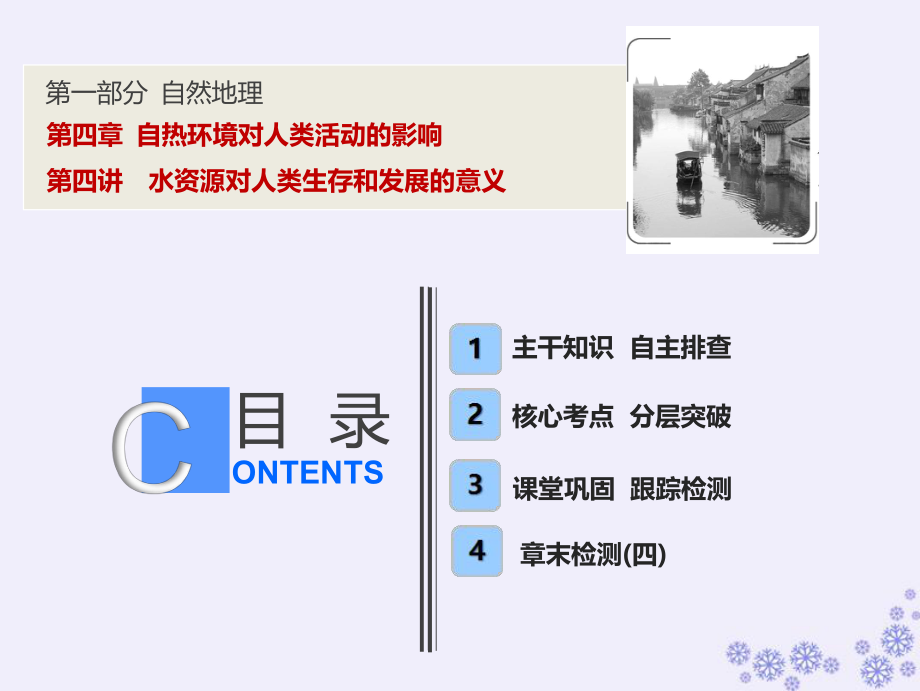 高考地理一轮复习 第一部分 自然地理 第四章 自热环境对人类活动的影响 第四讲 水资源对人类生存和发展的意义课件 中图_第1页