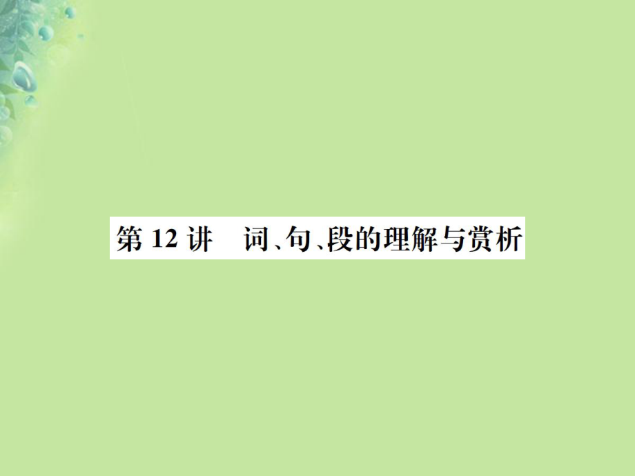 （全國(guó)通用）中考語(yǔ)文 第四部分 現(xiàn)代文閱讀 第12講 詞、句、段的理解與賞析復(fù)習(xí)課件_第1頁(yè)