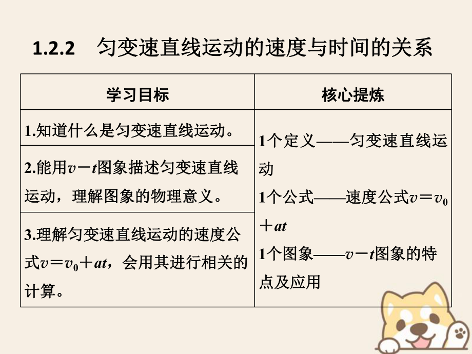 （通用）高考物理總復(fù)習(xí) 主題一 機(jī)械運(yùn)動(dòng)與物理模型 1.2.2勻變速直線運(yùn)動(dòng)的速度與時(shí)間的關(guān)系課件 新人教_第1頁