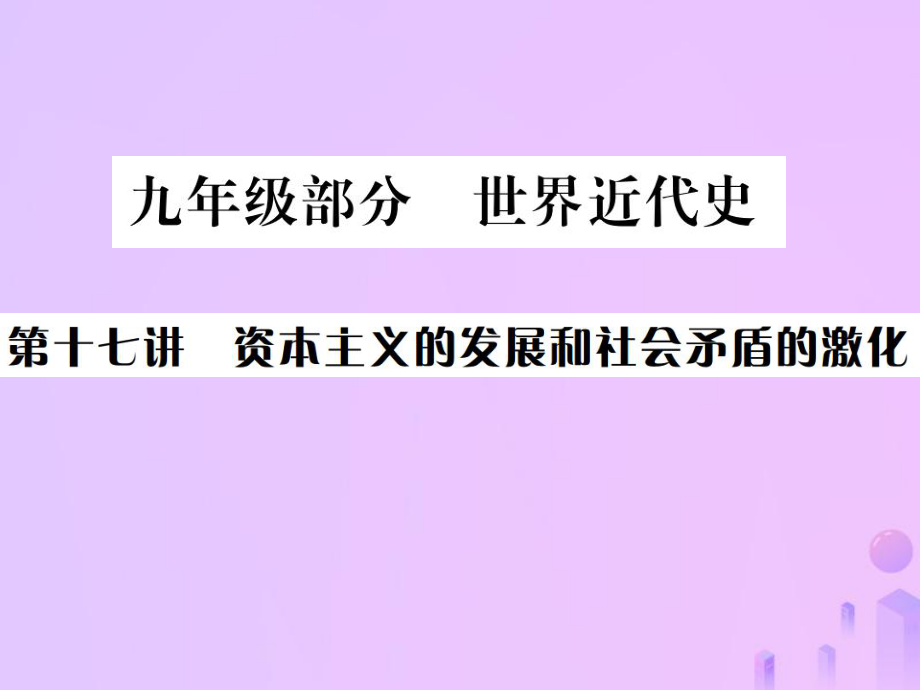 （全國通用）中考?xì)v史 基礎(chǔ)復(fù)習(xí) 九年級(jí)部分 世界近代史 第十七講 資本主義的發(fā)展和社會(huì)矛盾的激化課件_第1頁