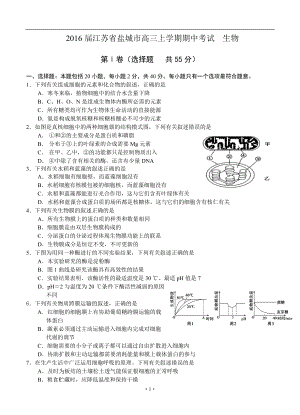 江苏省盐城市高三年级第一学期期中考试生物试题带答案