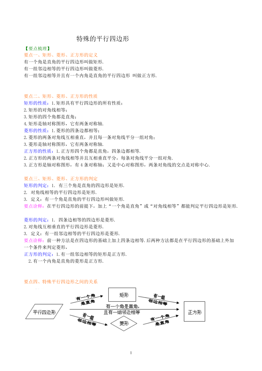 沪教版（上海）八年级第二学期22.3 特殊的平行四边形讲义（无答案）2_第1页