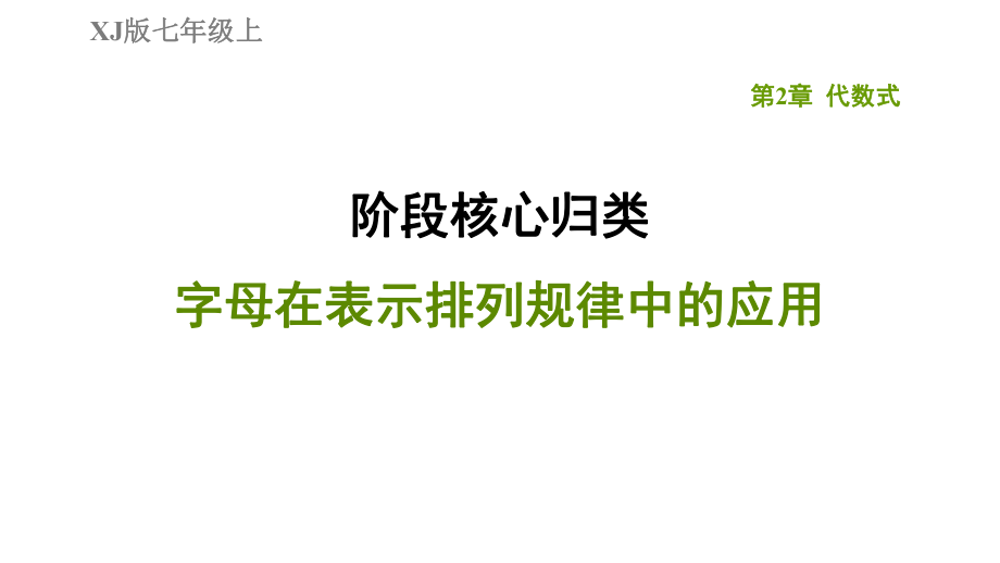 階段核心歸類 字母在表示排列規(guī)律中的應(yīng)用-2020秋湘教版七年級數(shù)學(xué)上冊典中點(diǎn)習(xí)題課件(共24張PPT)_第1頁