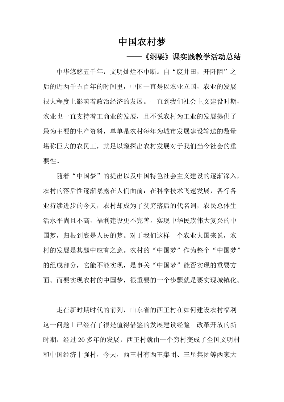 中国农村梦 《纲要》课实践教学活动总结_第1页