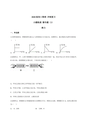 （2） 彈力 — 九年級(jí)中考物理沖刺復(fù)習(xí)小題練透專題檢測(cè)