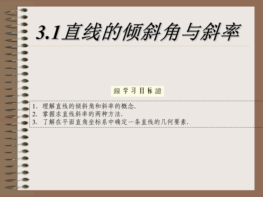 人教A版必修2 3.1.1直線的傾斜角與斜率課件(共24張PPT)_第1頁