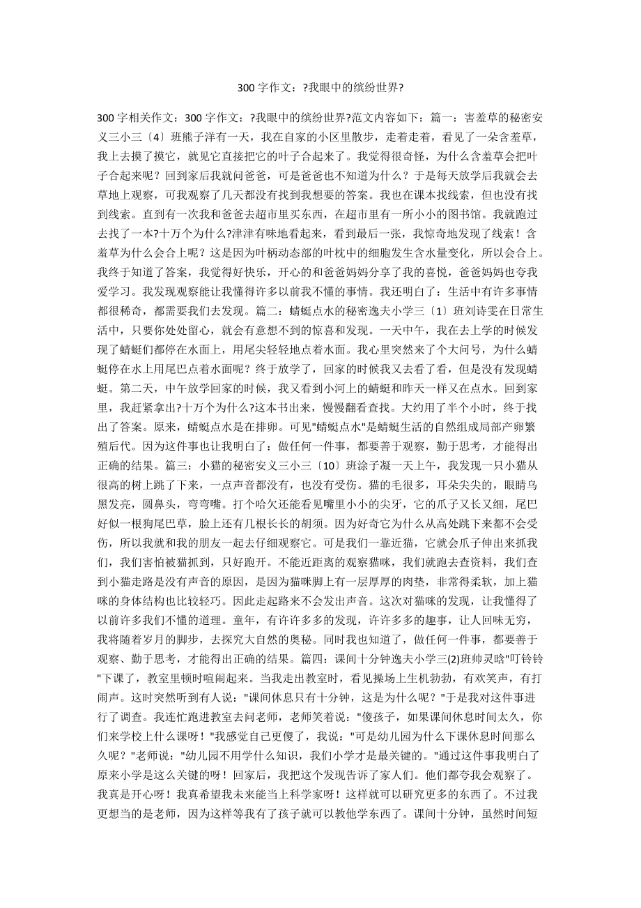 300字作文：《我眼中的缤纷世界》_第1页