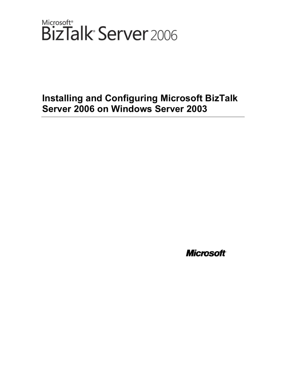 Installing and Configuring Microsoft BizTalk Serveron Windows Server 2003_第1页