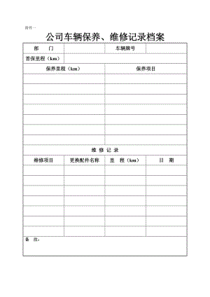 公司車輛保養(yǎng)、維修、行車日志登記表