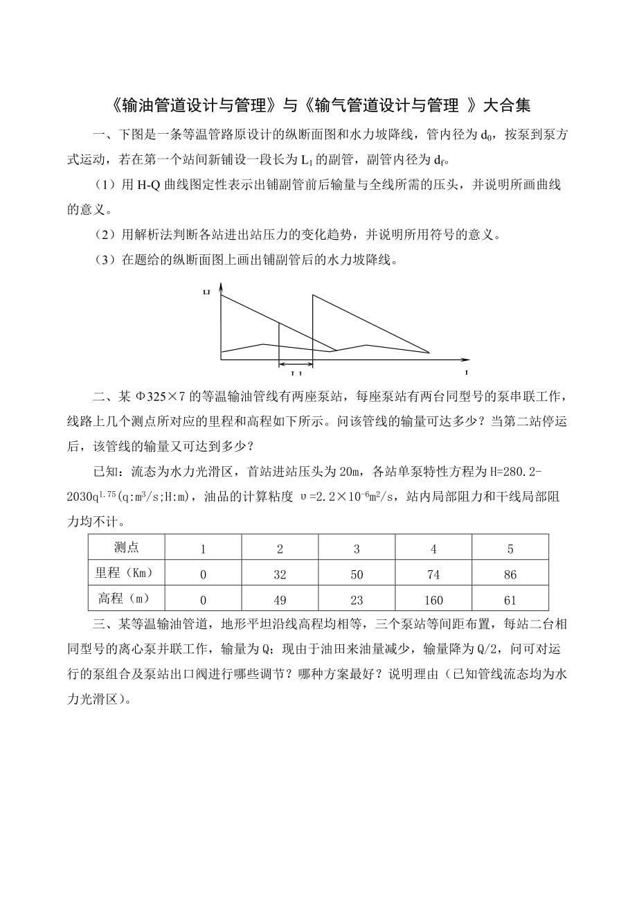 《輸油管道設計與管理》與《輸氣管道設計與管理》復習1_第1頁