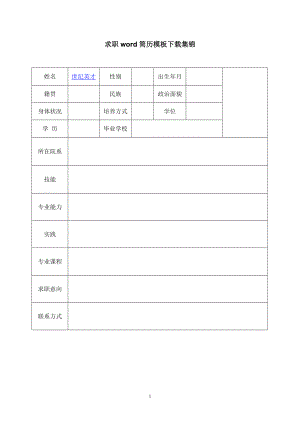 求職WORD簡歷模板集錦