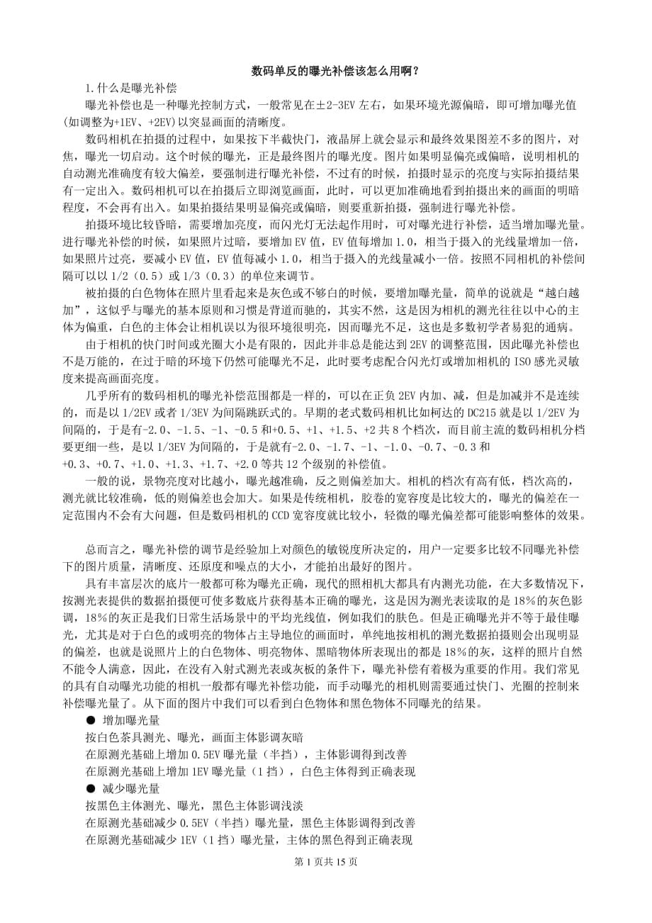 數(shù)碼單反相機關鍵問題使用指南_第1頁