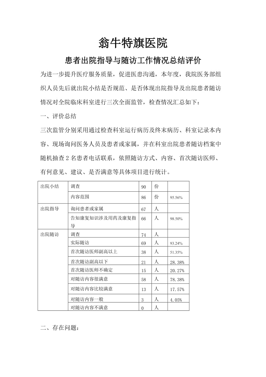 患者出院指導(dǎo)與隨訪工作情況總結(jié)評價_第1頁