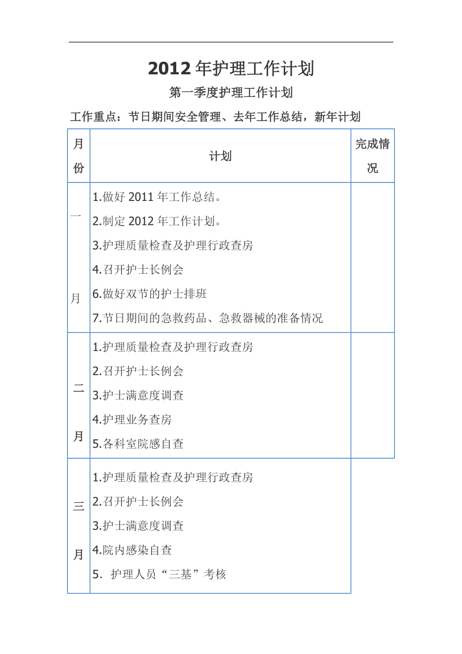 護(hù)理工作計劃_第1頁