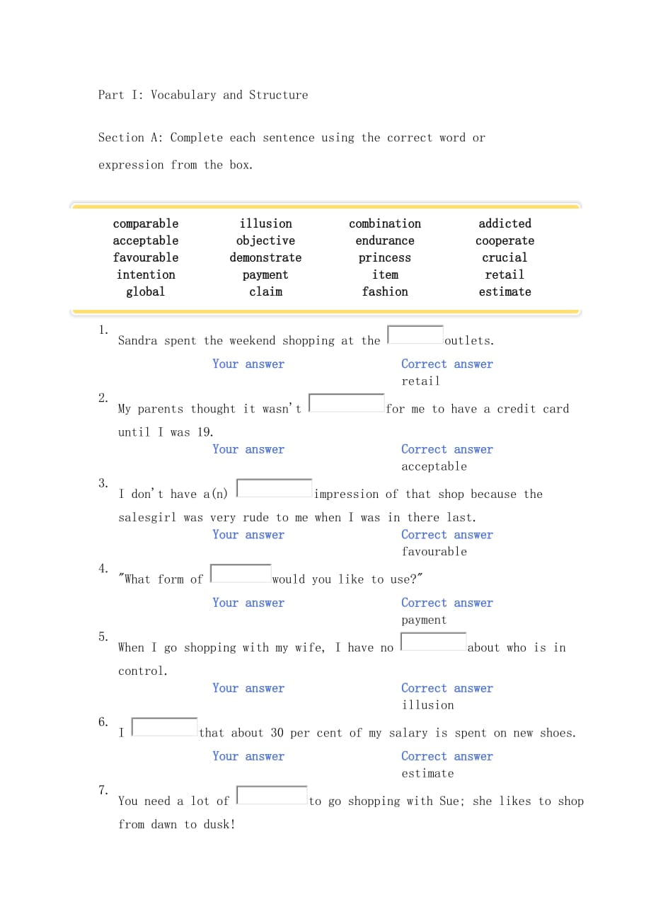 unit6新標(biāo)準(zhǔn)大學(xué)英語 視聽說 綜合教程 網(wǎng)上作業(yè) 答案_第1頁