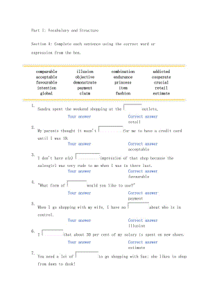 unit6新標準大學英語 視聽說 綜合教程 網(wǎng)上作業(yè) 答案