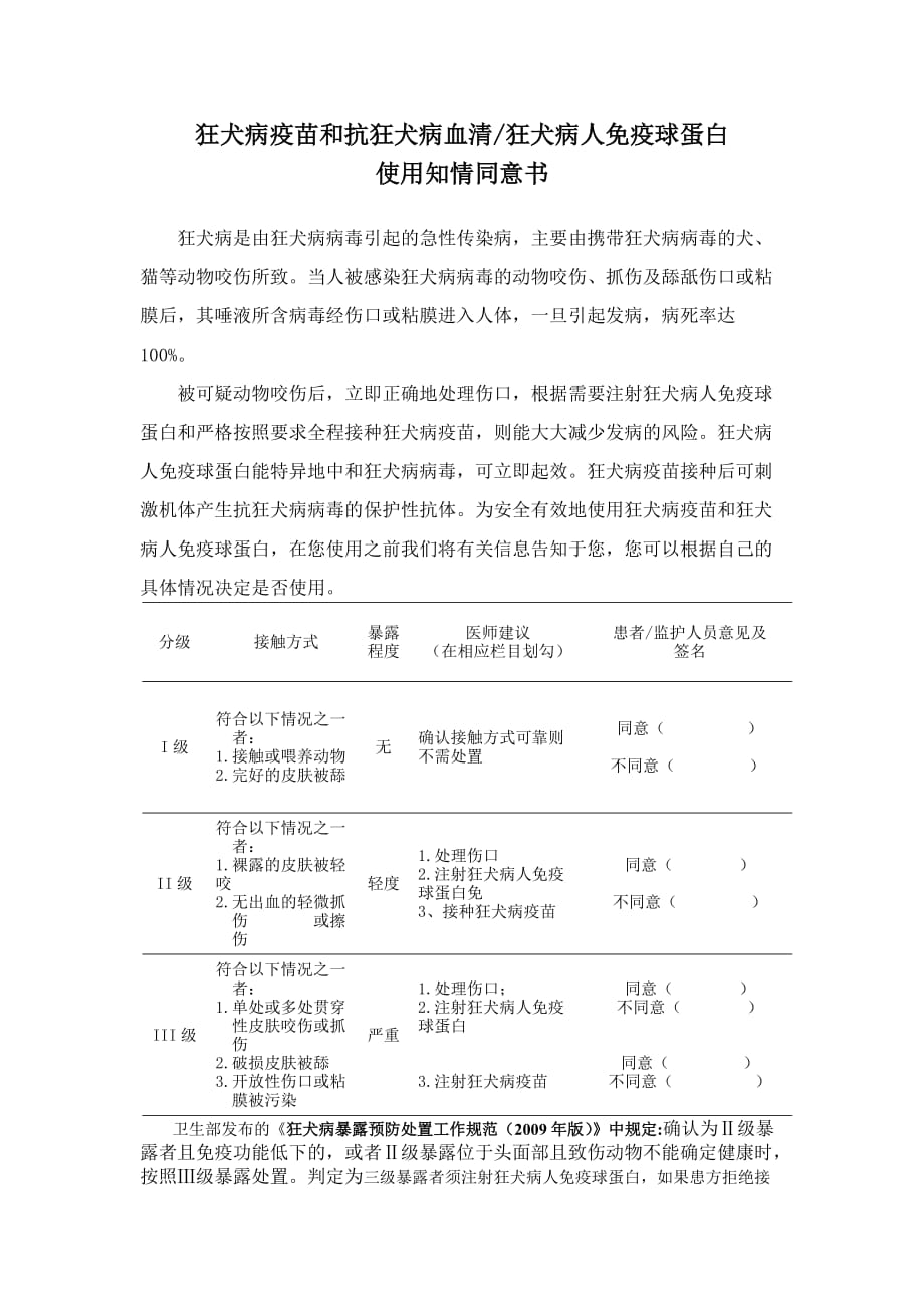 狂犬疫苗與免疫球蛋白接種知情同意書_第1頁