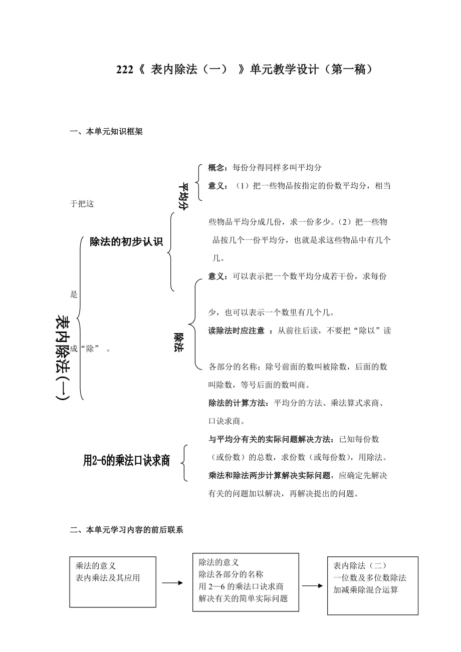 二年级数学 表内除法（一）教学设计_第1页