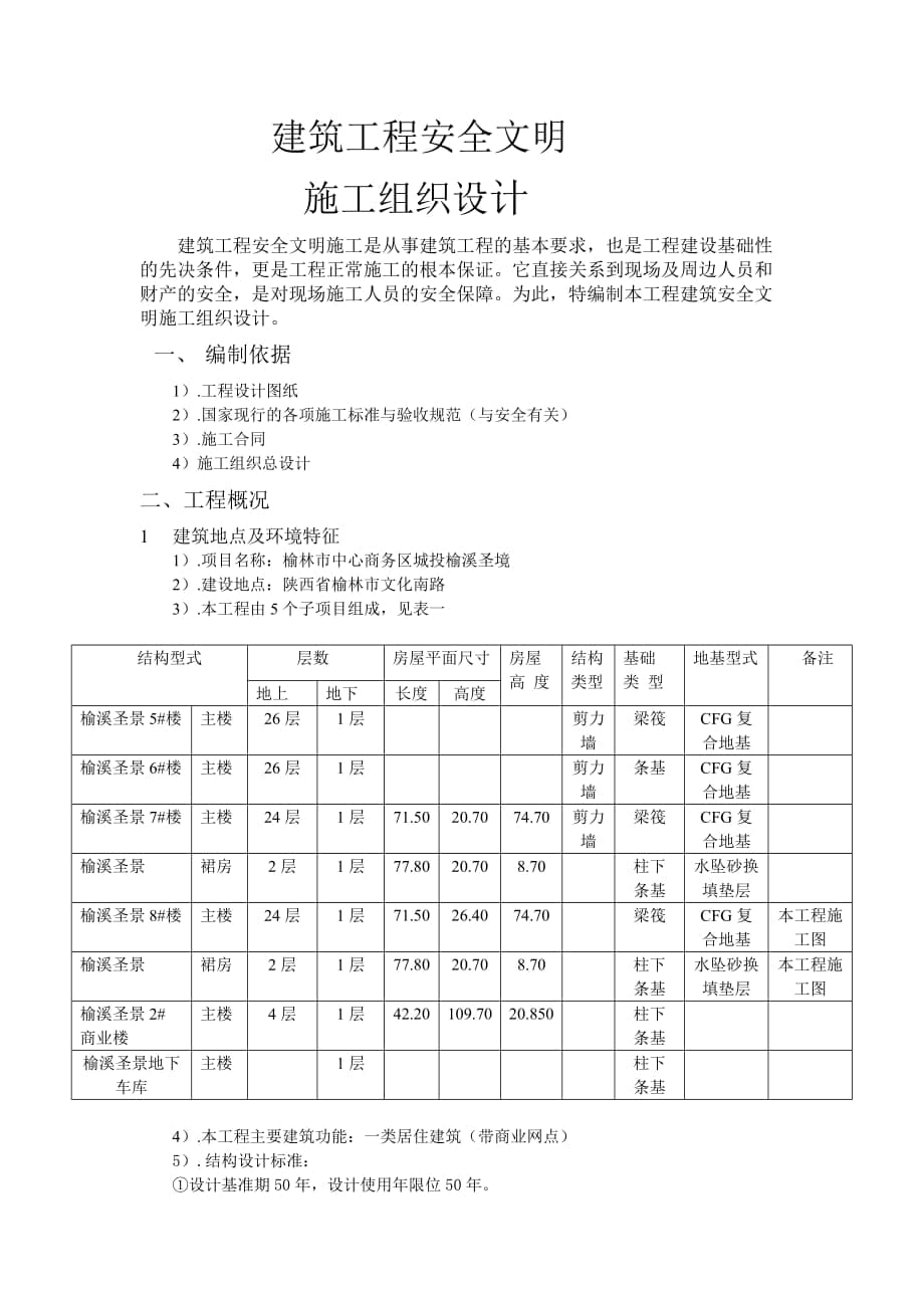 小区高层商住楼建筑工程安全文明施工组织设计#陕西#剪力墙结构_第1页