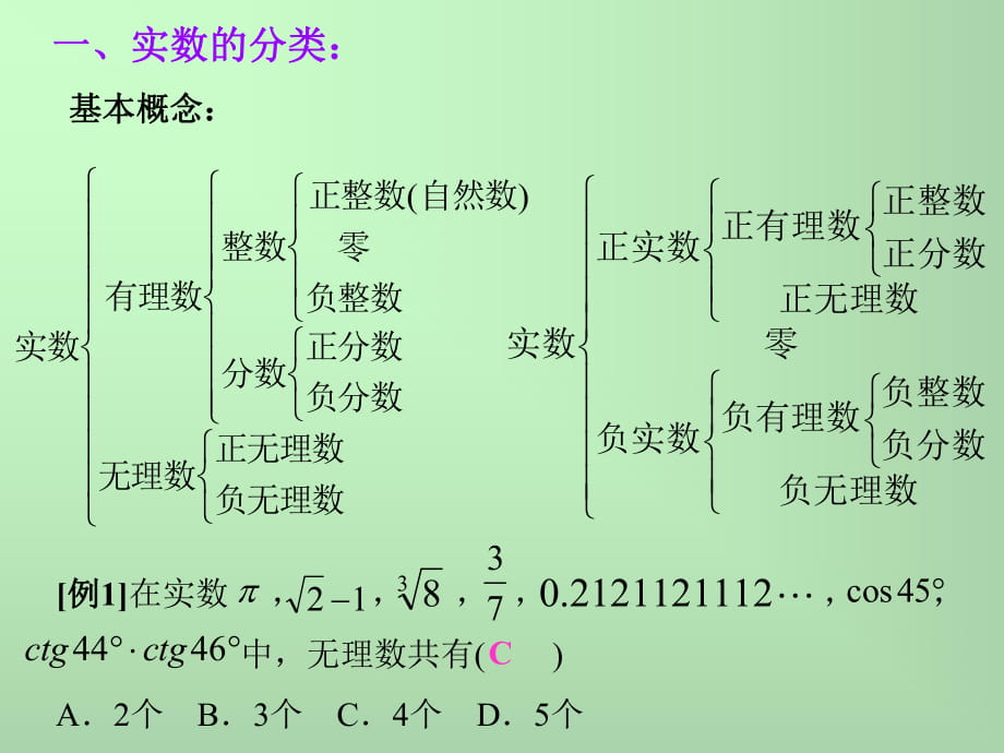 1實數的有關概念及實數的分類