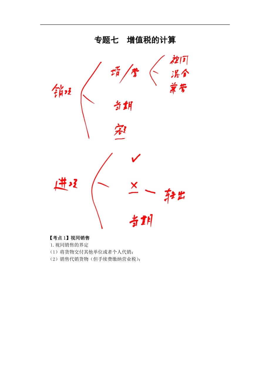 中級會計師 經(jīng)濟法 章節(jié)考點講解專題七 增值稅的計算 完整版_第1頁