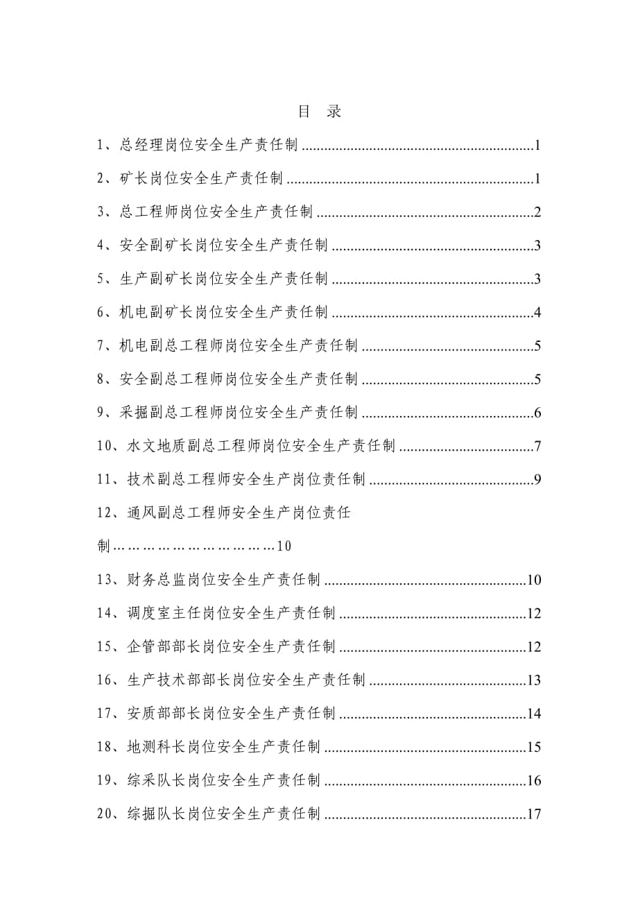 某煤矿安全生产岗位责任制3_第1页