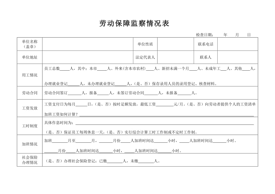 劳动保障监察情况表_第1页