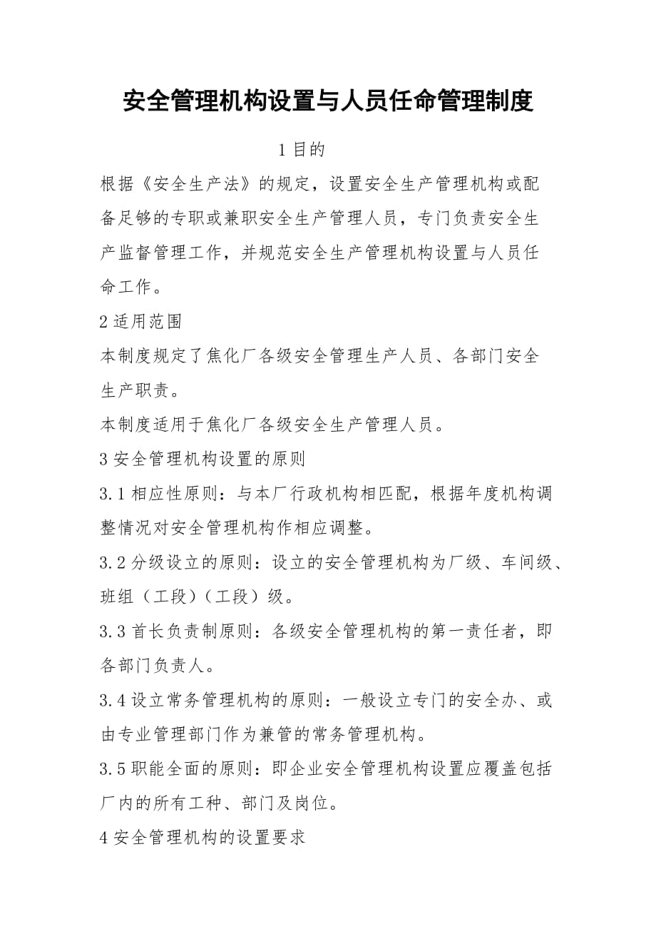 安全管理机构设置与人员任命管理制度_第1页