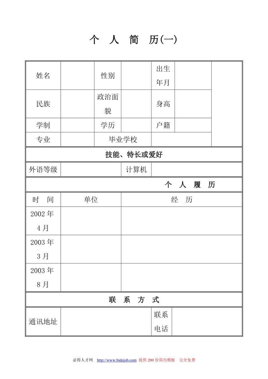 28套个人简历模板大集合_第1页